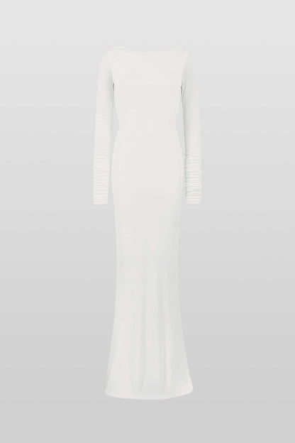 Quintina Plunging Back Long Sleeve Maxi Dress