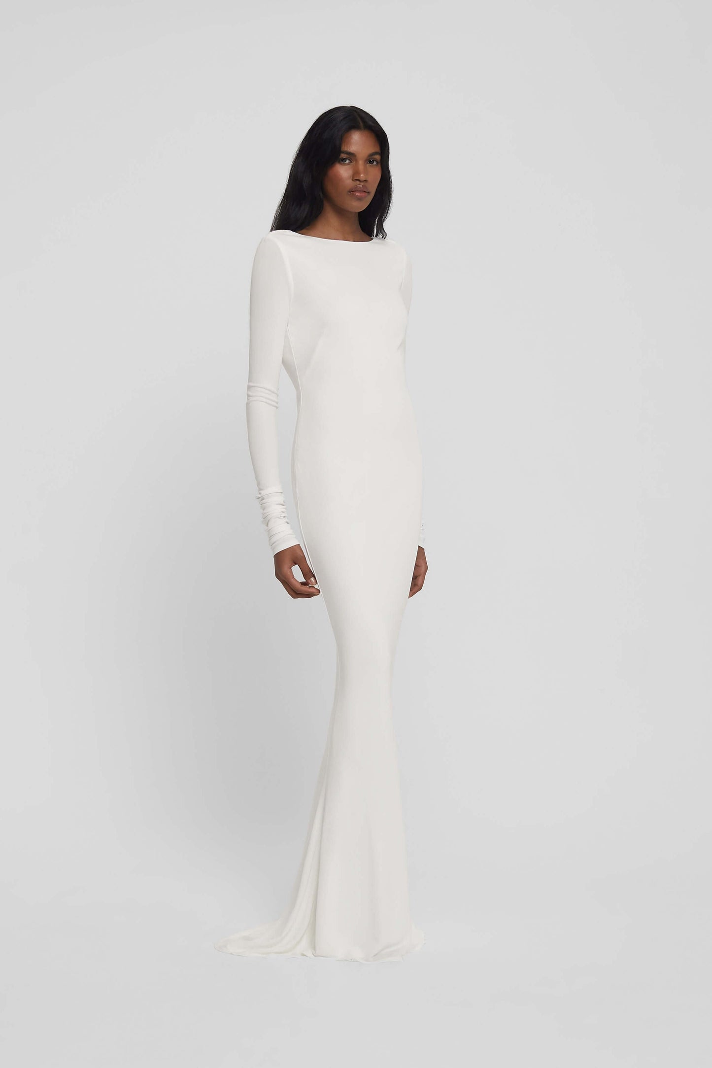 Quintina Plunging Back Long Sleeve Maxi Dress