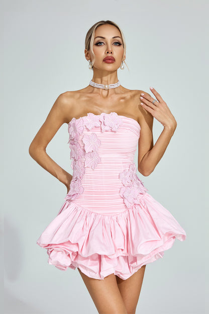 Rocke Pink Strapless Mini Dress
