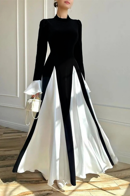 Aurora Color Block Ruffle Maxi Dress