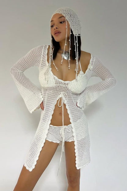 Doris Scalloped Crochet Beach Tunic