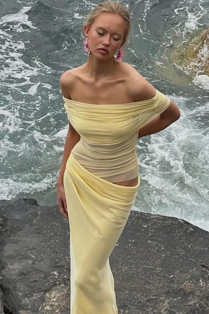 Leona Off Shoulder Sheer Maxi Dress