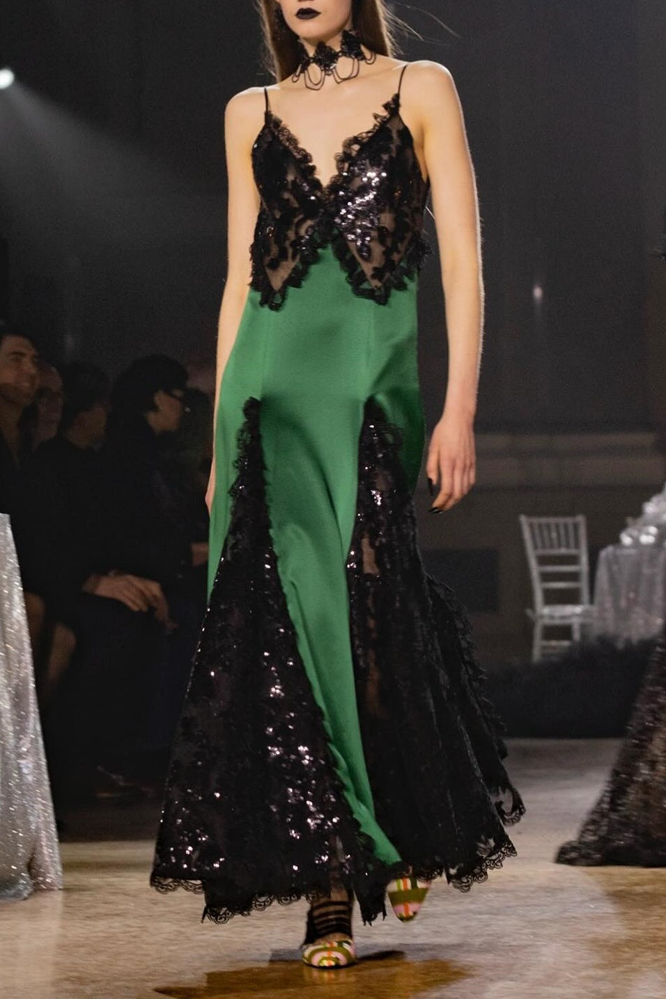 Susanna V-neck Sequin Embellished Maxi Dress