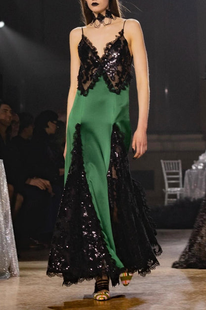 Susanna V-neck Sequin Embellished Maxi Dress