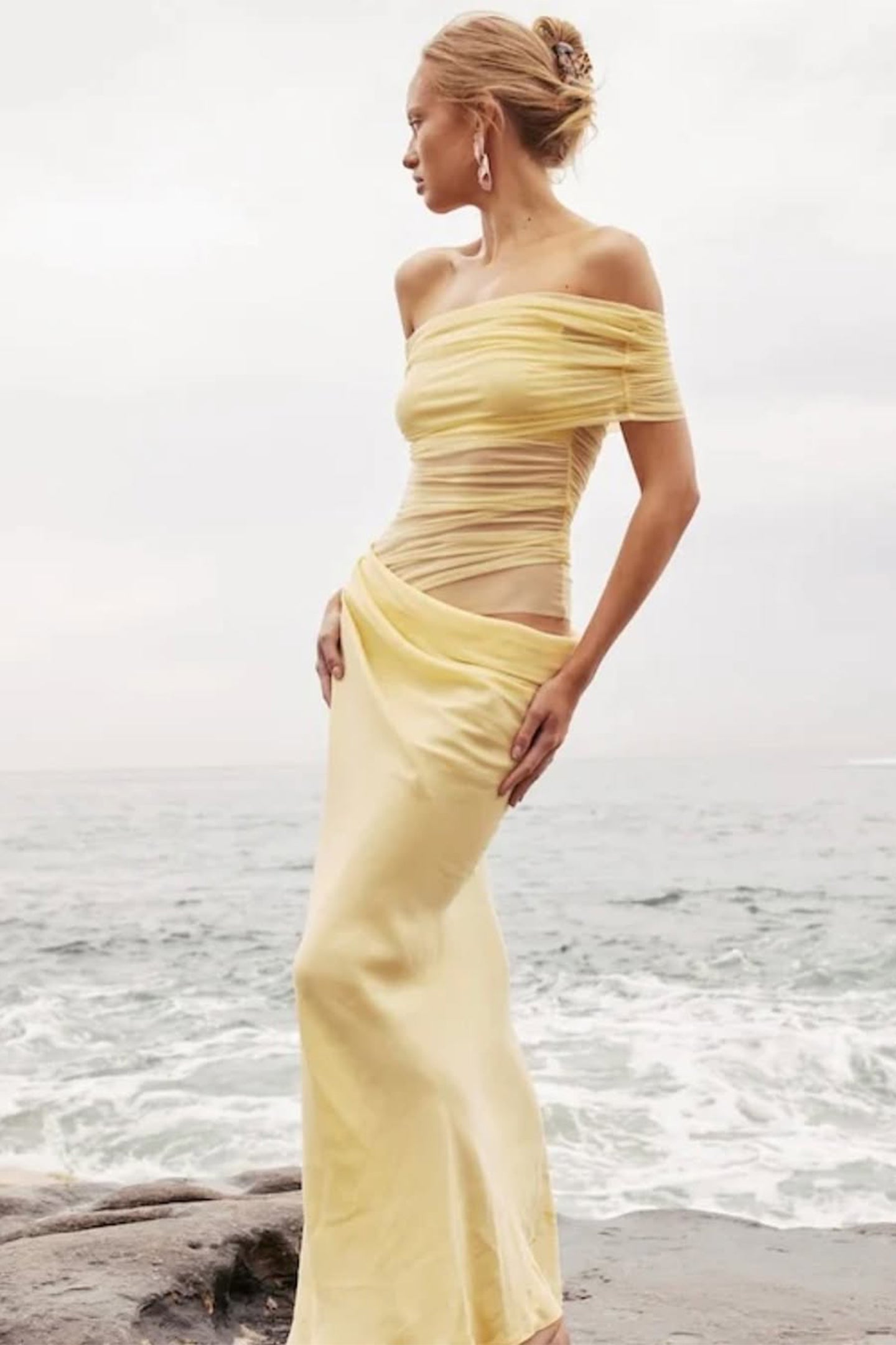 Leona Off Shoulder Sheer Maxi Dress