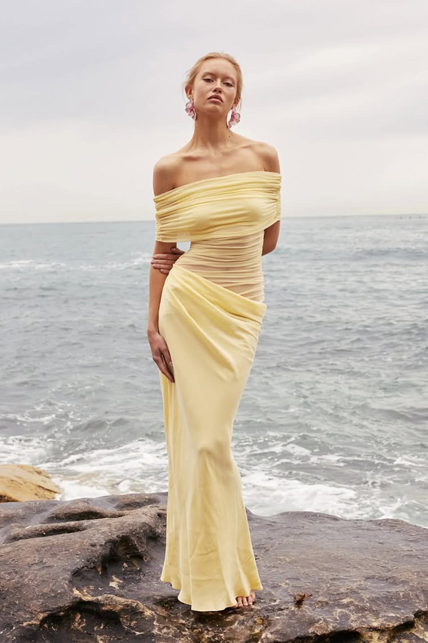 Leona Off Shoulder Sheer Maxi Dress