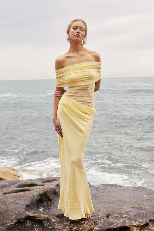 Leona Off Shoulder Sheer Maxi Dress