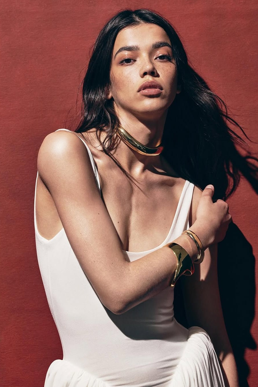 Aurora Scoop Neck Asymmetrical Hem Maxi Dress