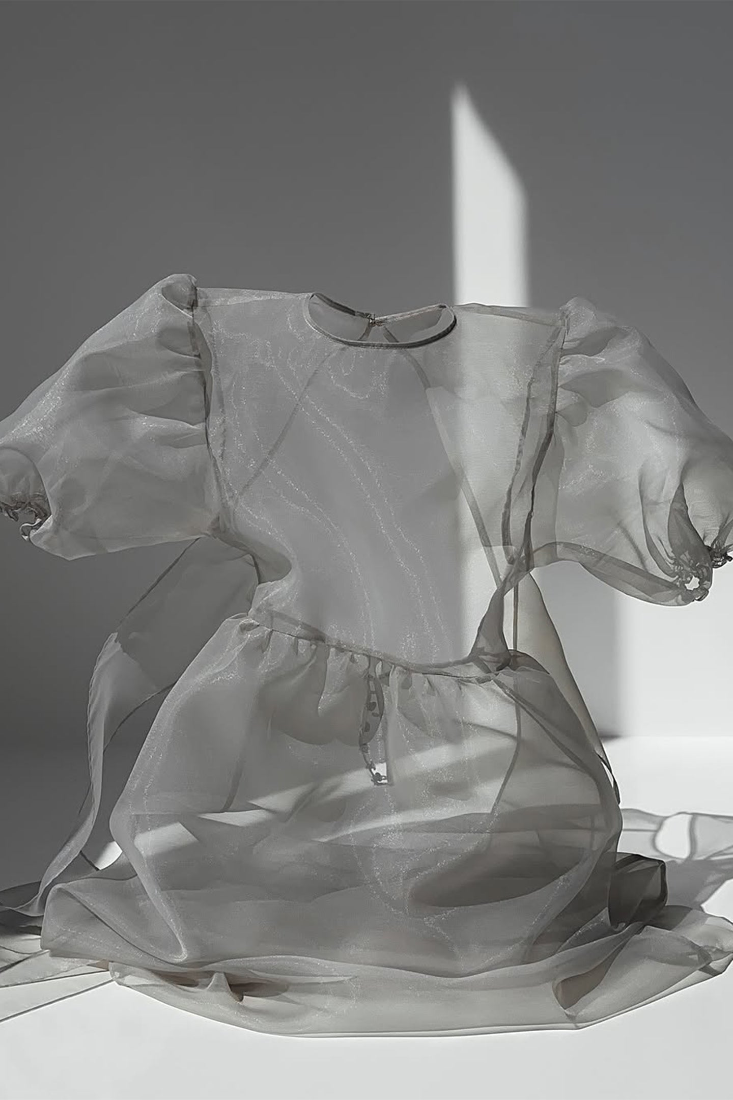 Claire Sheer Organza Puff Sleeve Midi Dress