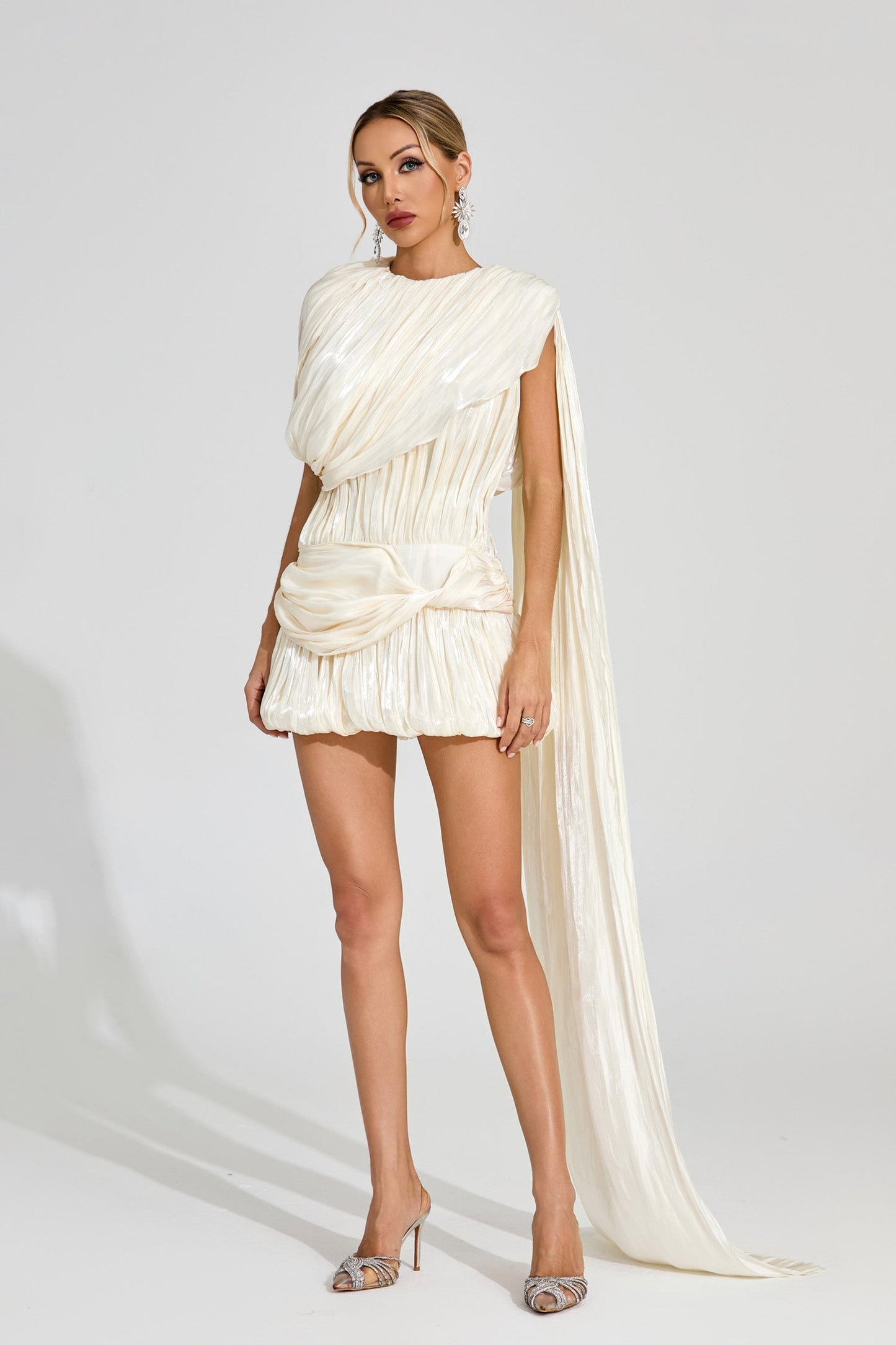 Thera Apricot Draped Mini Dress