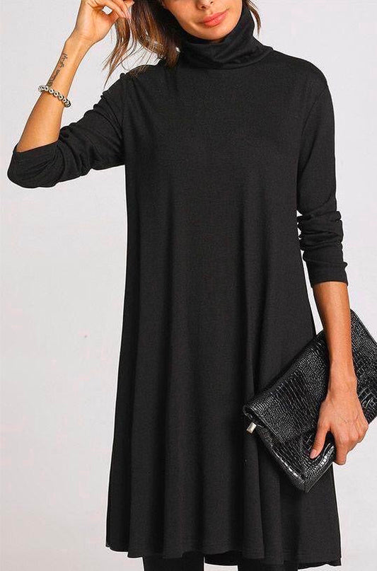 Mod and Simple High Neck Swing Dress