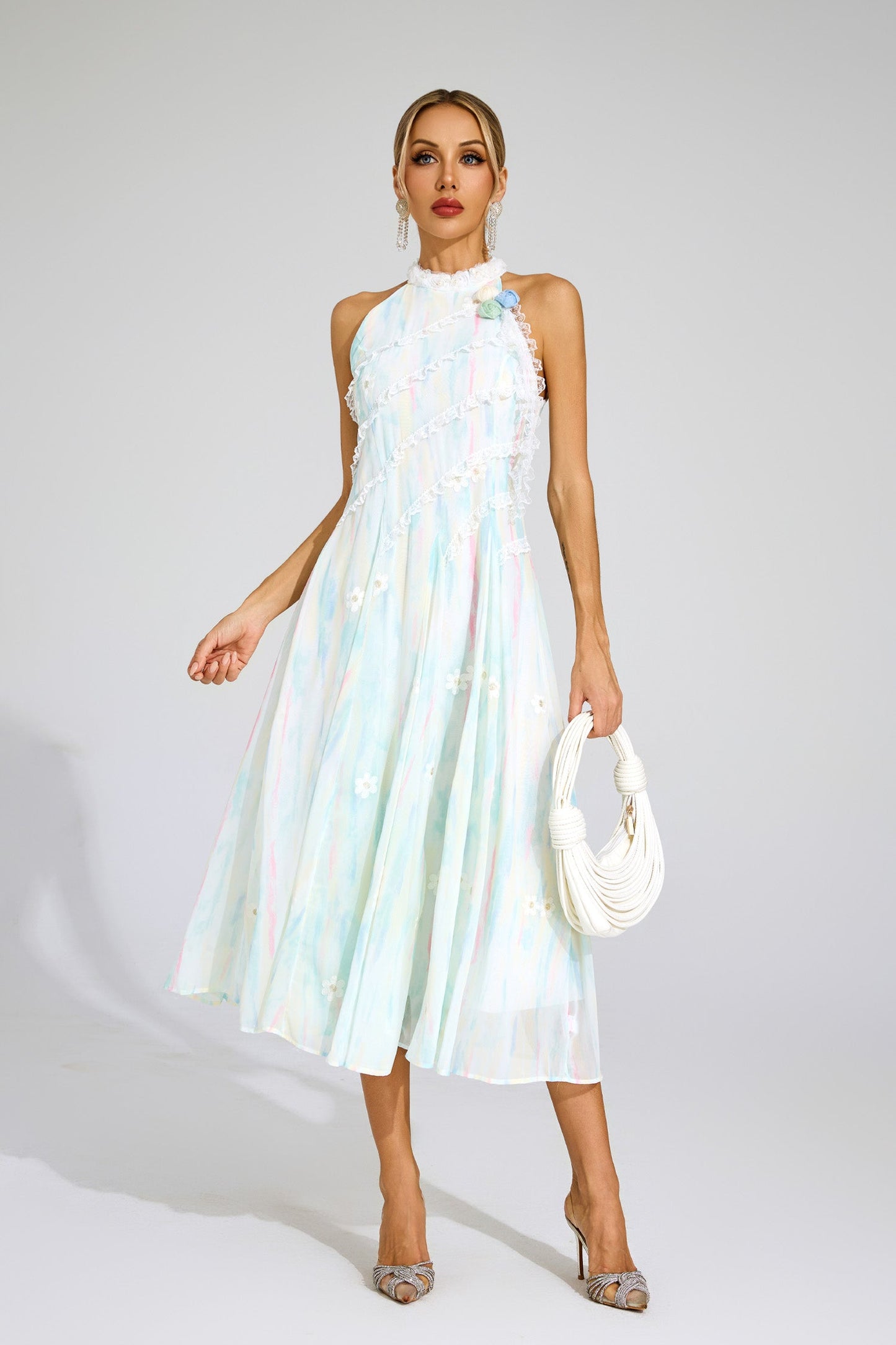 Wheatley Green Halter Sleeveless Dress