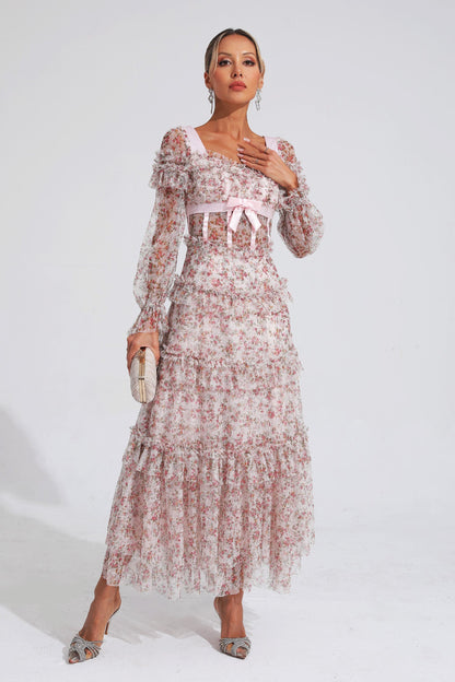 Wilde Pink Floral Long Sleeve Dress