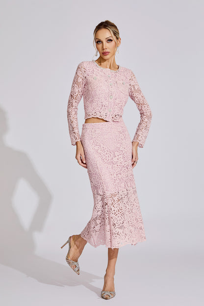 Joy Pink Diamond Embroidered Two-Piece Set