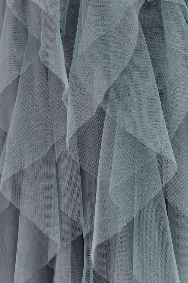Allegro Ruffle Tulle Midi Skirt Grey Blue