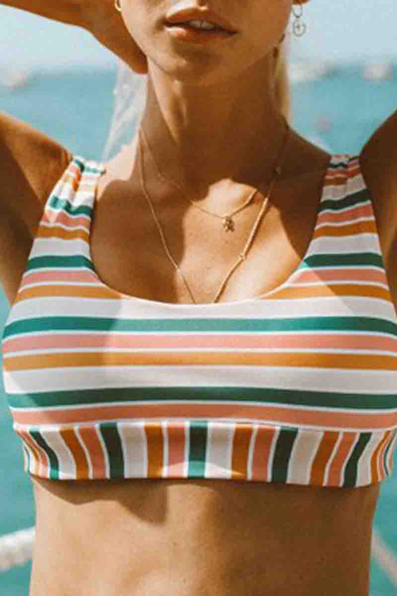 Rainbow Striped  Two pieces Swimsuit