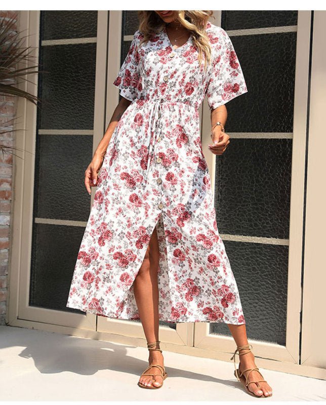 Casual Women's Summer Fashion Short Sleeve Print Dress