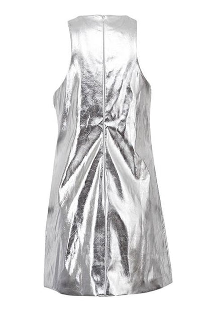 Coral Metallic Mini Shift Dress
