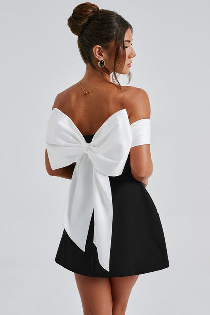Belinda Off Shoulder Bow Mini Dress