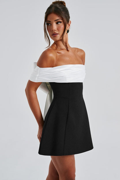 Belinda Off Shoulder Bow Mini Dress
