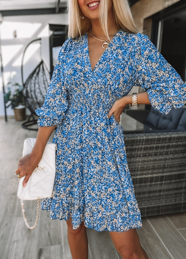 Floral V neck Casual Half sleeve Dress