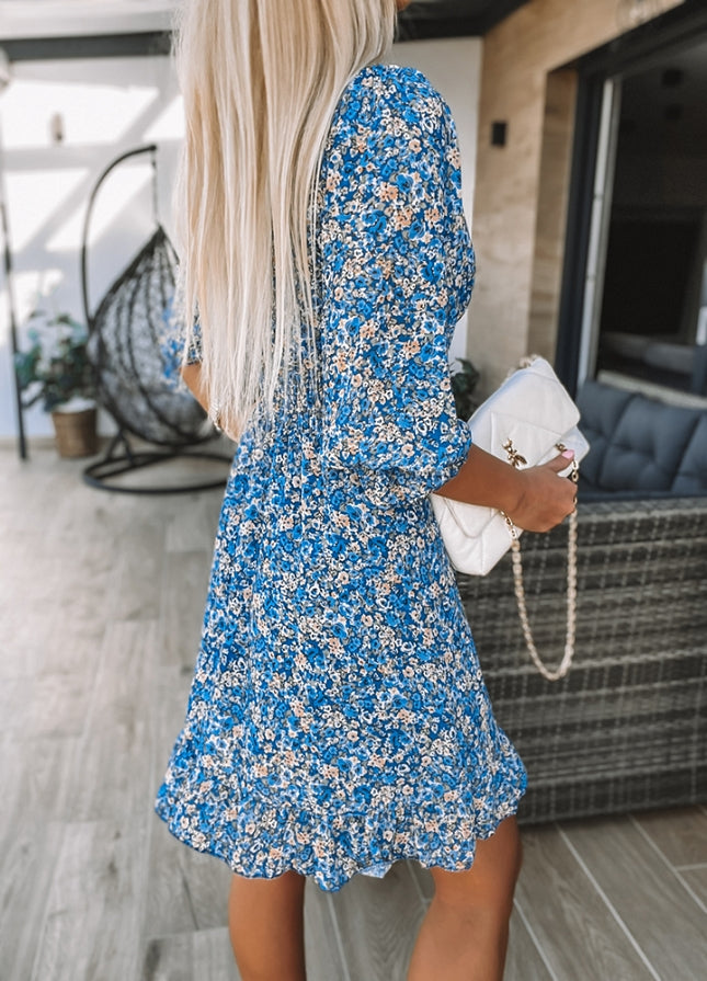 Floral V neck Casual Half sleeve Dress