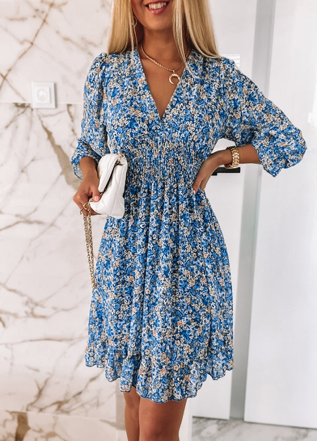 Floral V neck Casual Half sleeve Dress