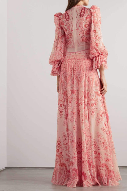 Gloria Paisley Printed Ruffled Maxi Dress