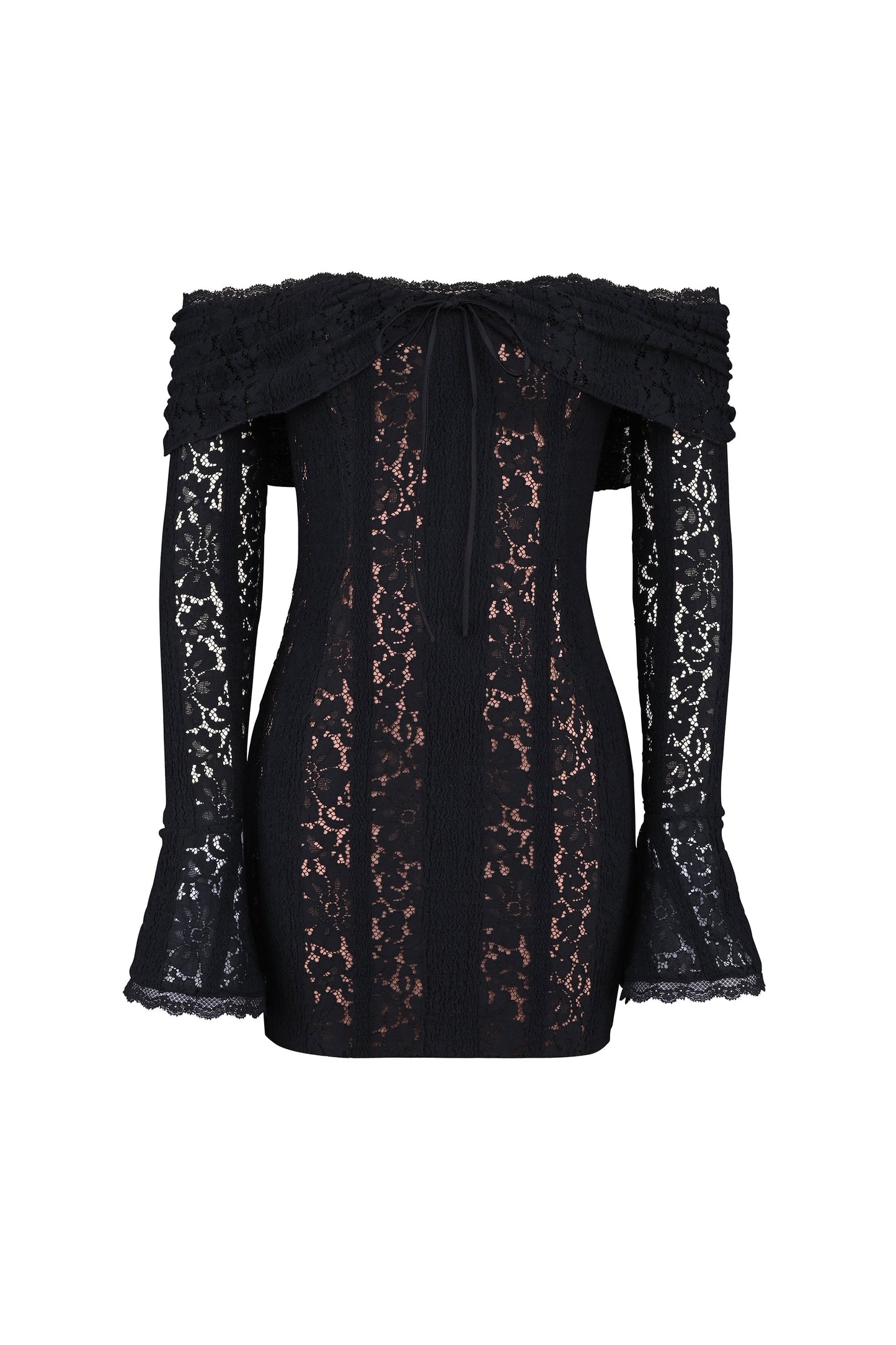 Emma Off Shoulder Floral Lace Mini Dress