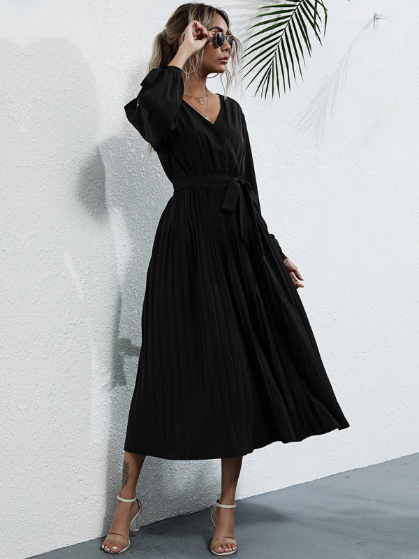 Women’s Maxi Wrap Dress With Slitted Sleeves