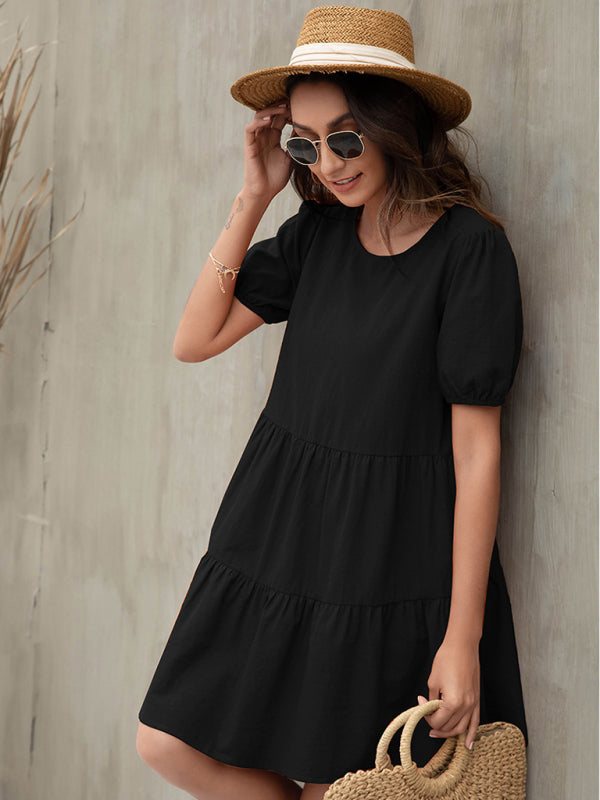 Summer new loose A-line skirt puff sleeve European and American dress