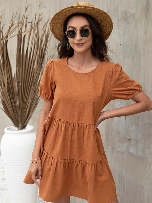 Summer new loose A-line skirt puff sleeve European and American dress