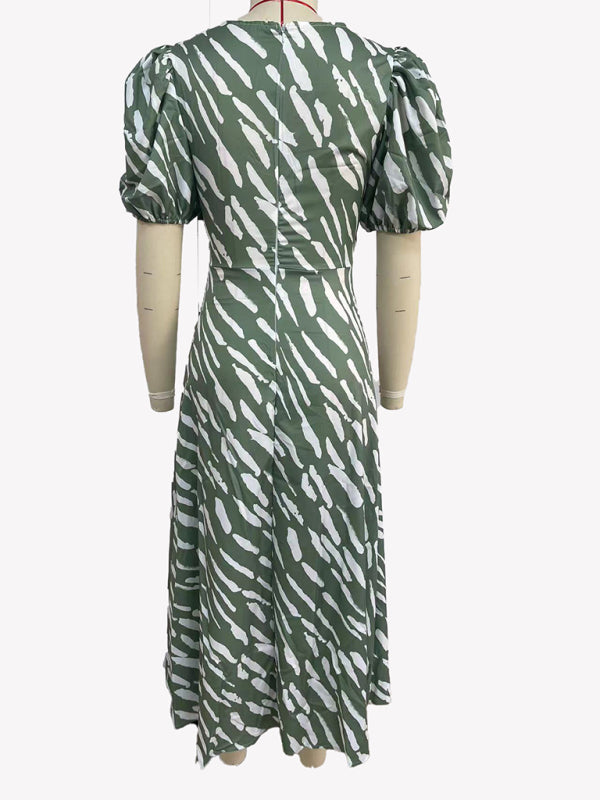 Women's Printed Printed V-Neck Midi Dress
