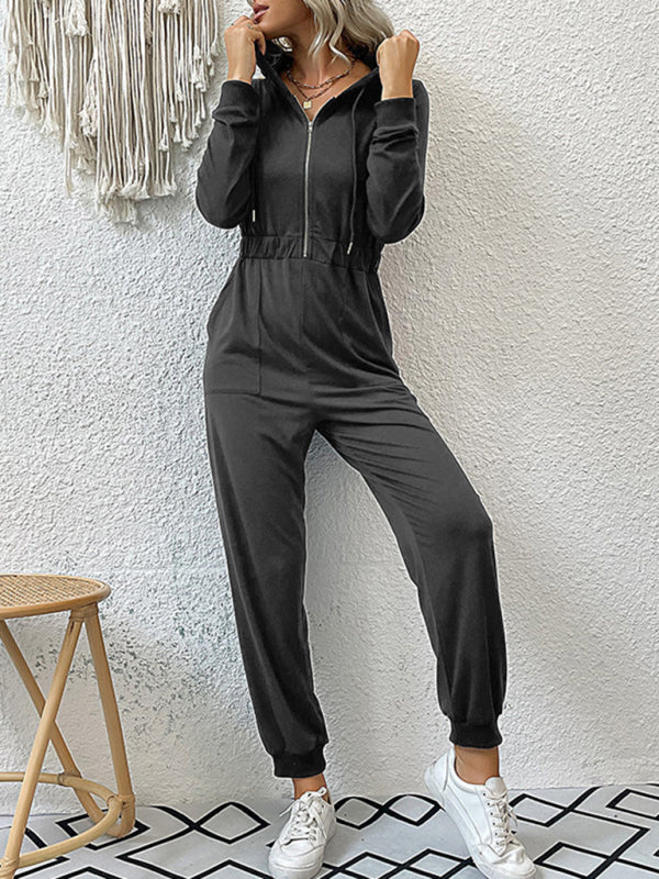 New women's solid color workwear casual jumpsuit
