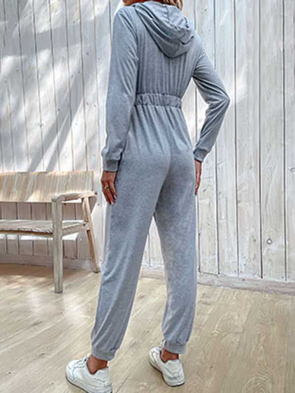 New women's solid color workwear casual jumpsuit