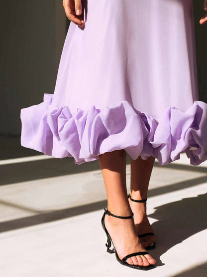 Style A-line skirt with suspenders and big swing three-dimensional flowers