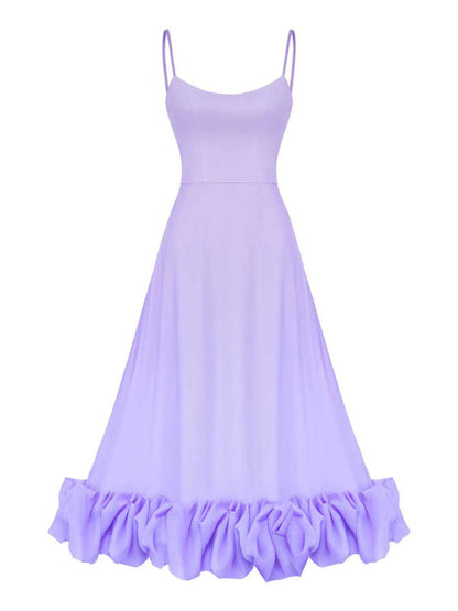 Style A-line skirt with suspenders and big swing three-dimensional flowers