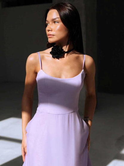 Style A-line skirt with suspenders and big swing three-dimensional flowers