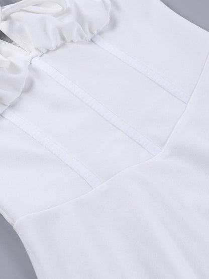 New sling straps to show bust and waist, sexy short skirt, fashionable solid color dress