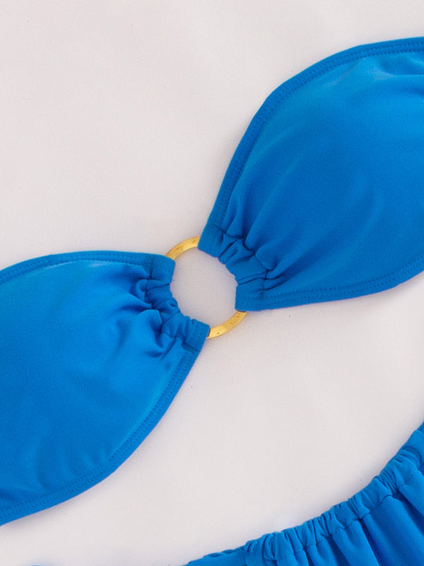 New solid color split swimsuit tube top sexy bikini