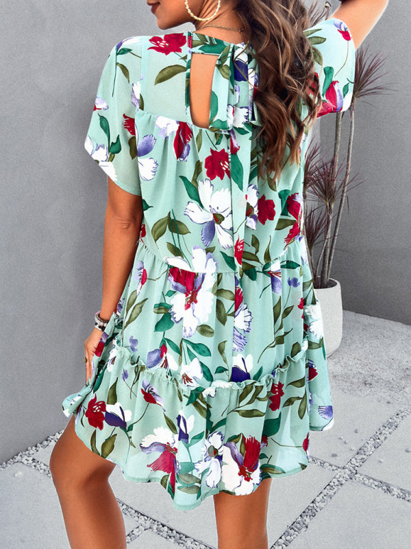 Women's new casual holiday printed short-sleeved dress