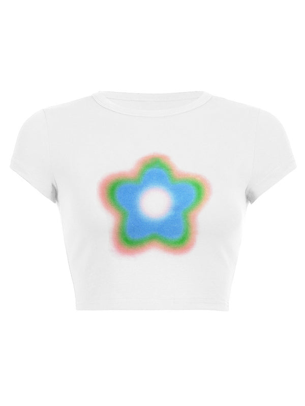 Women's letter pattern printed Y2K short T-shirt