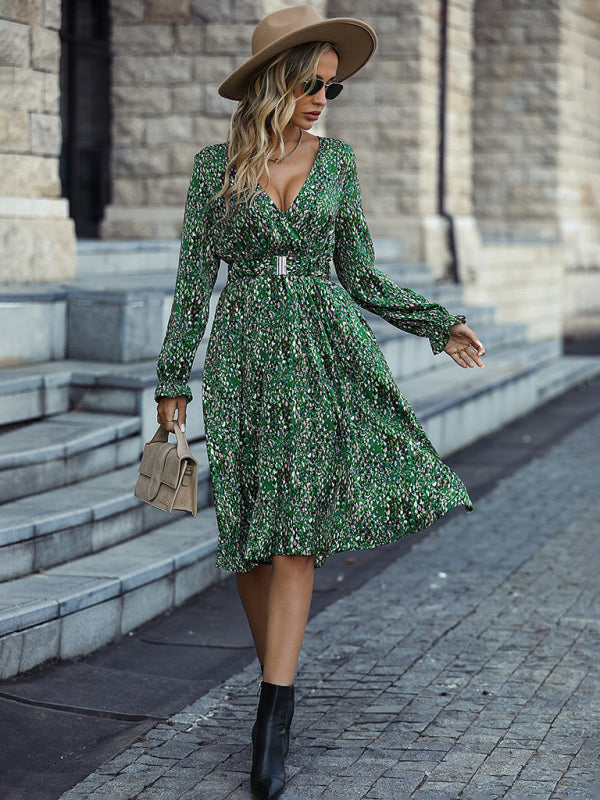 Women's Casual V-neck High Waist Sexy Casual Dress