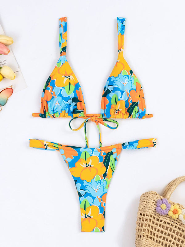 New Fashion Sexy Vacation Strap Floral Print Split Bikini