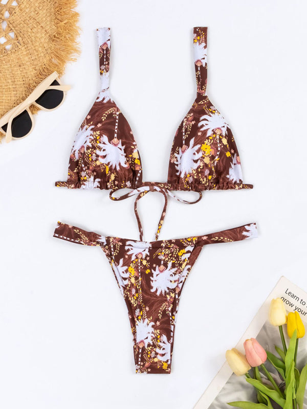 New Fashion Sexy Vacation Strap Floral Print Split Bikini