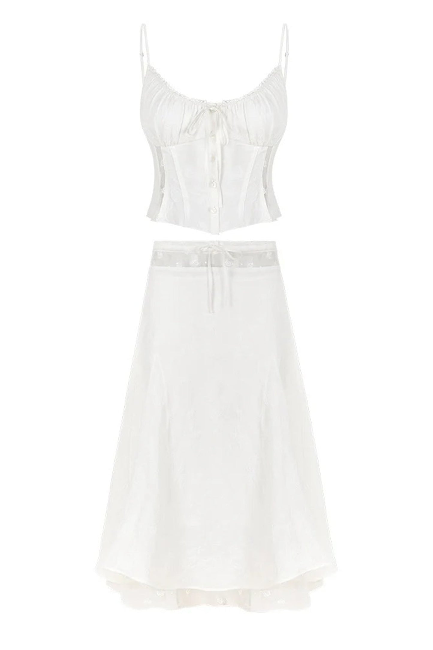 Brina Spaghetti Strap Lace Corset & Midi Skirt Set