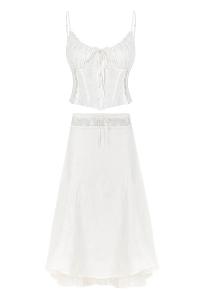 Brina Spaghetti Strap Lace Corset & Midi Skirt Set