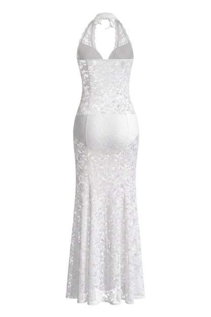 Lace Halter Neck Cut-Out Bikini ThreePiece Set