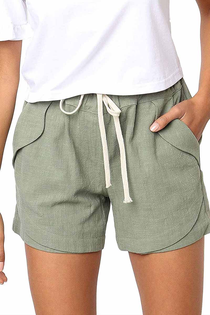 Noveify Adjustable Waist Cotton Casual Shorts