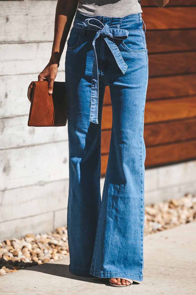 Noveify High-Waist High-Elastic Fashion Flared Pants (Including Belt)